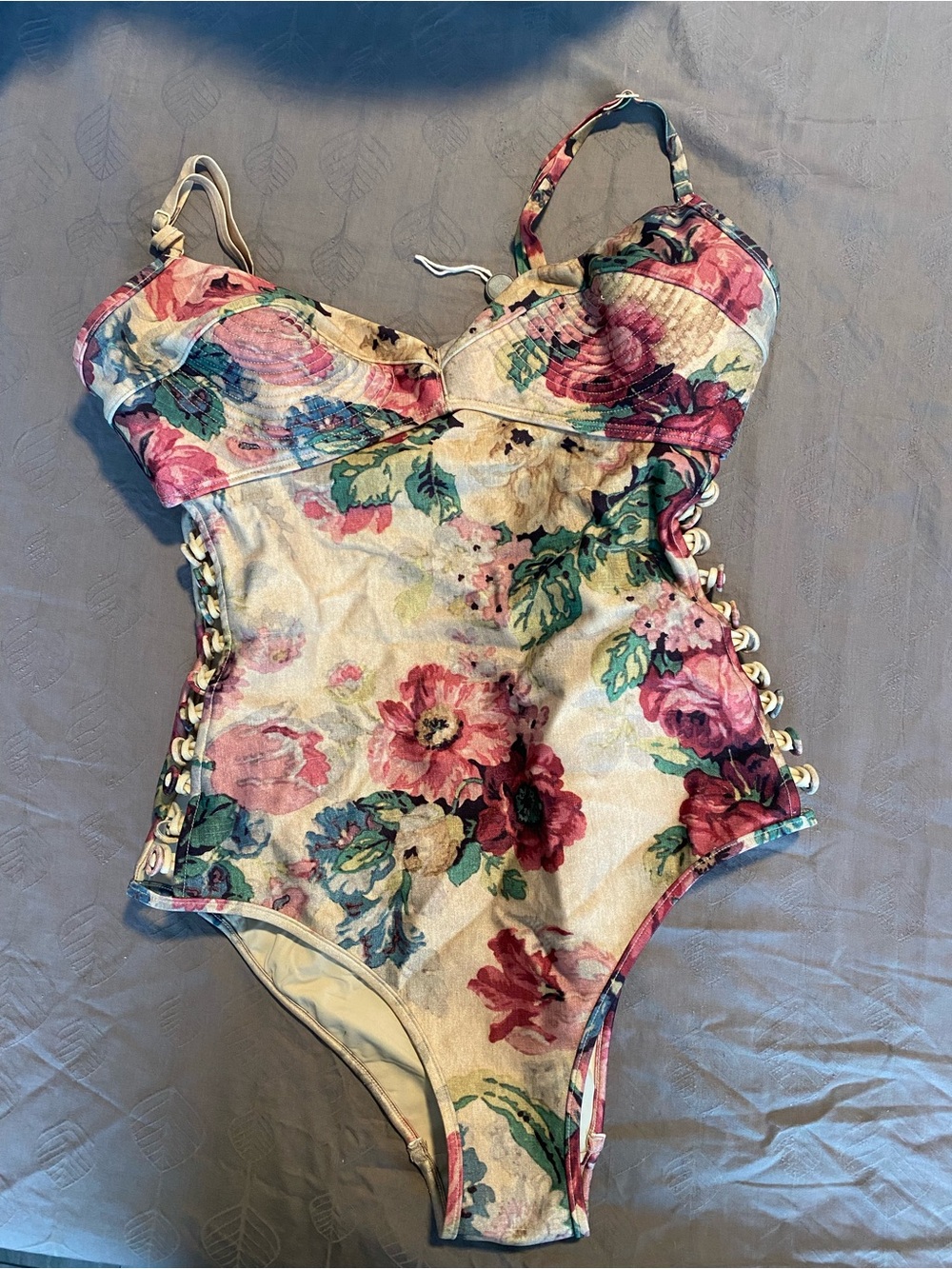 Zimmermann Iris Lace-up One Piece Swimsuit